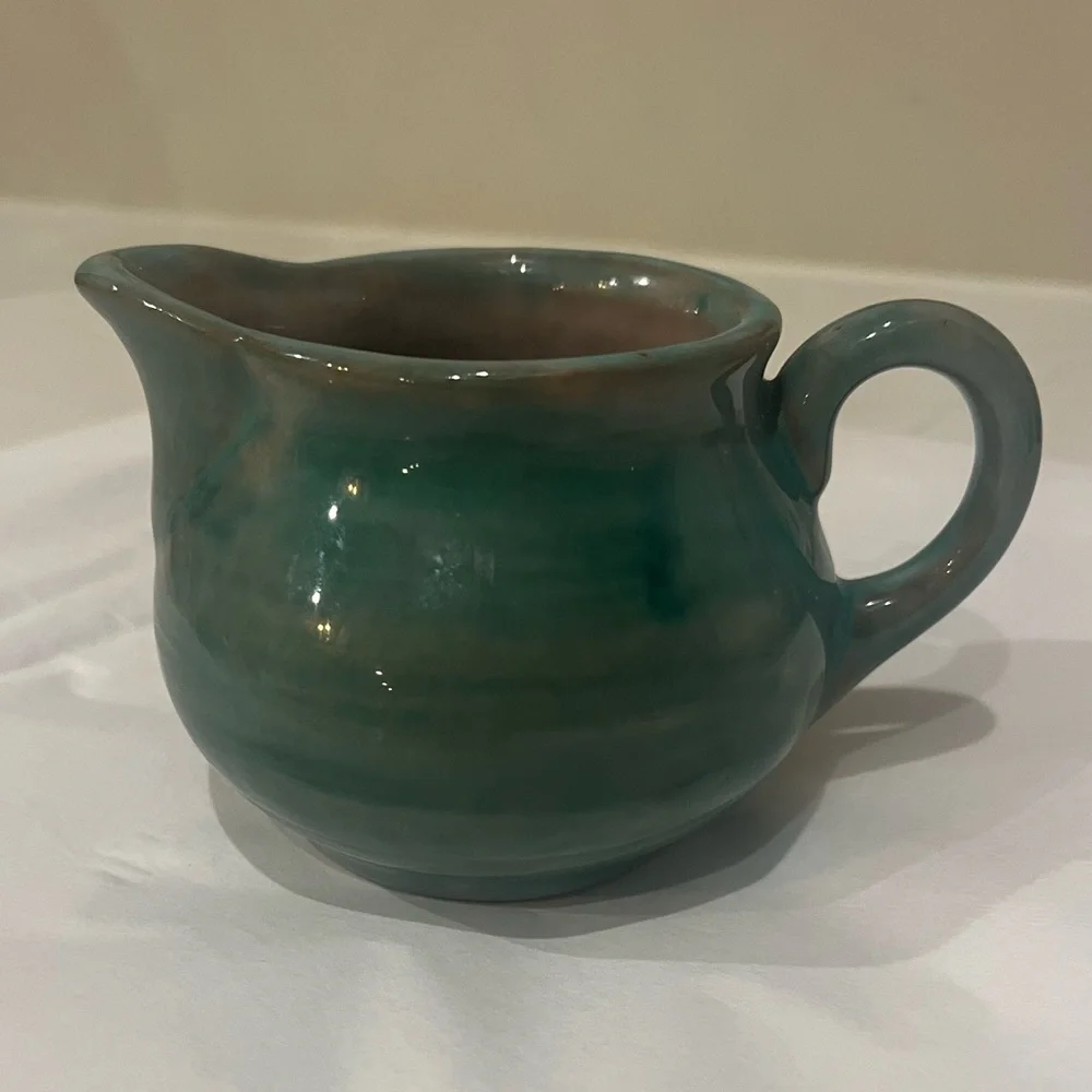 Vintage STANG USA 3434 Green Drip Glaze Pottery Ceramic Creamer